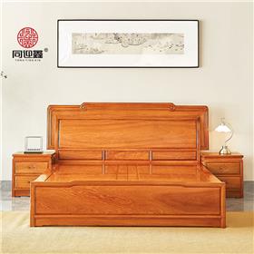 大果紫檀如意云头双人床