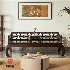 赞比亚血檀曲尺罗汉床